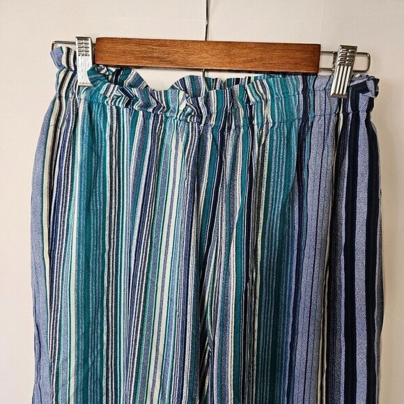 Band of Gypsies Size Small Stripe Blue Multicolor Pull On Wide Leg Pocket Pants - Picture 5 of 14